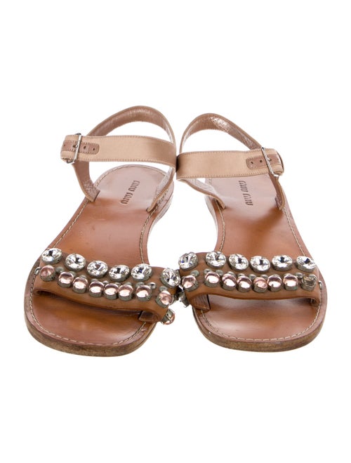 Miu Miu Leather Crystal Embellishments Slides