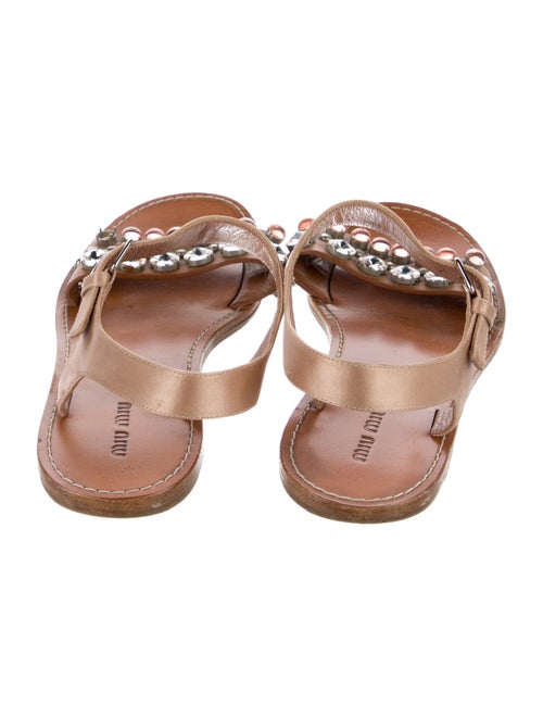 Miu Miu Leather Crystal Embellishments Slides