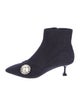Miu Miu Faux Pearl Accents Suede Sock Boots
