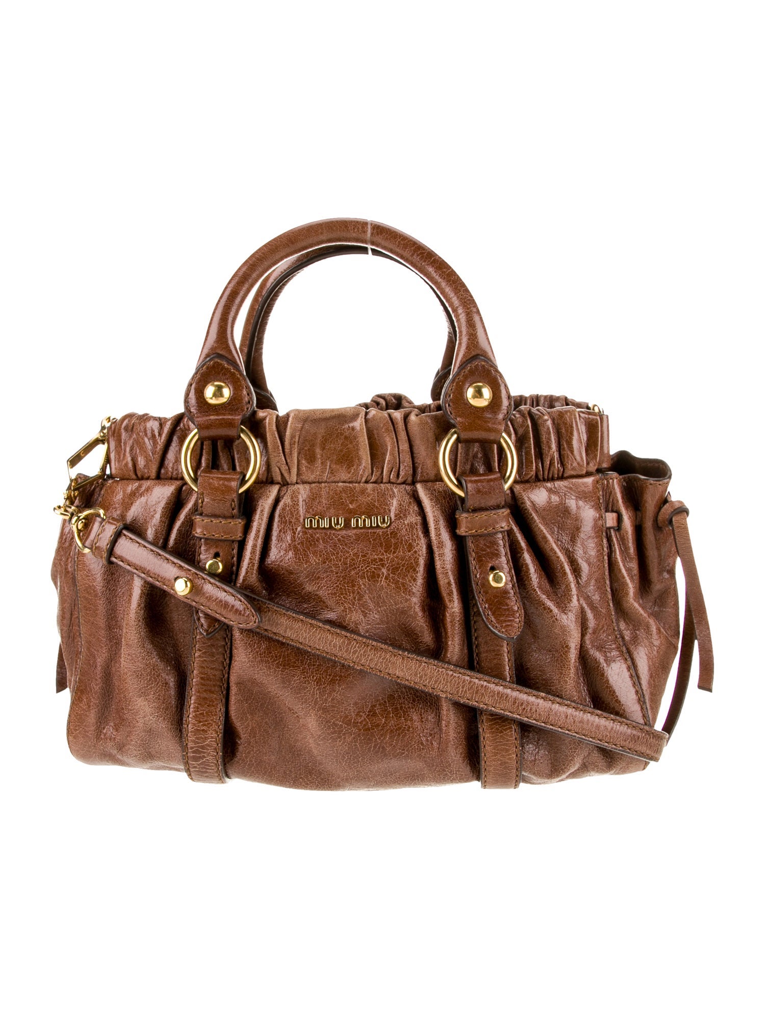 Miu Miu Leather Top Handle Bag - Brown Handle Bags, Handbags