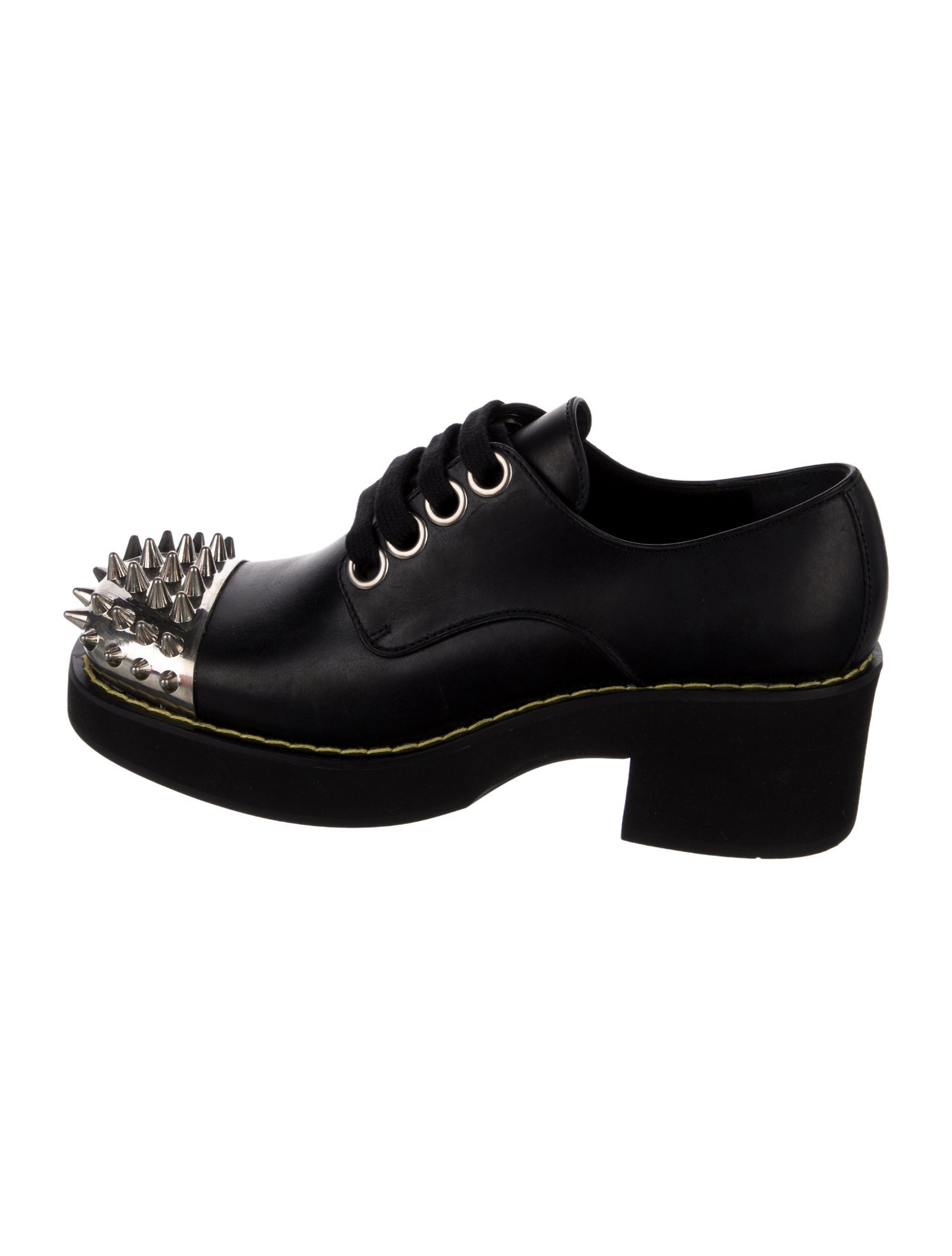 Miu Miu Spike Accents Leather Wedge Sneakers