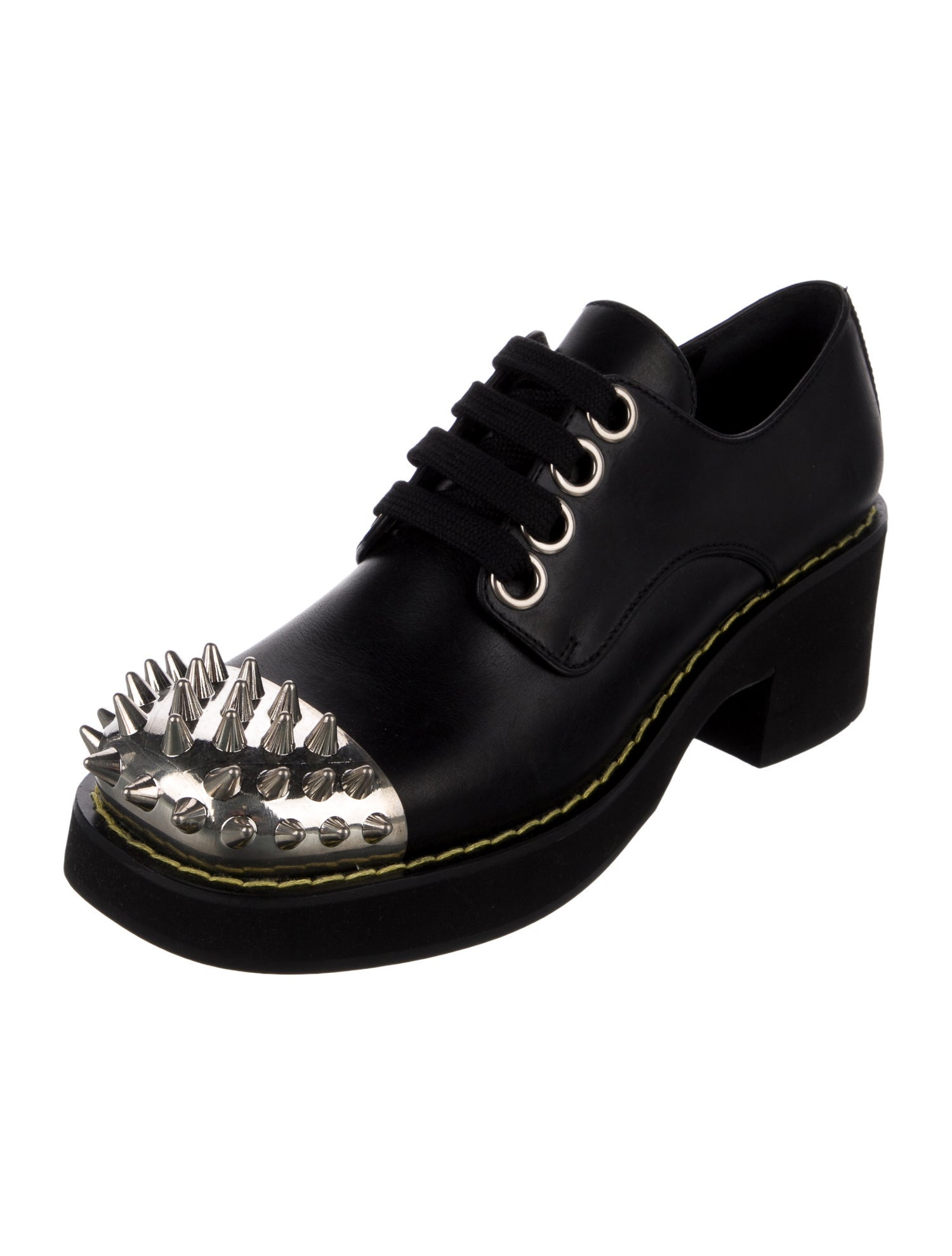 Miu Miu Spike Accents Leather Wedge Sneakers