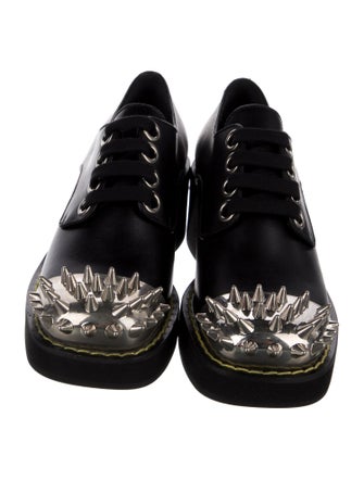 Miu Miu Spike Accents Leather Wedge Sneakers