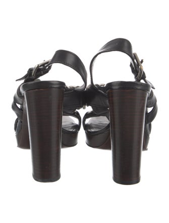 Miu Miu Leather Chain-Link Accents Slingback Sandals