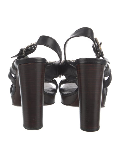 Miu Miu Leather Chain-Link Accents Slingback Sandals