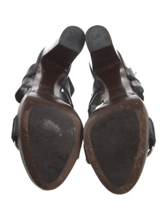 Miu Miu Leather Chain-Link Accents Slingback Sandals