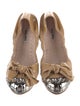 Miu Miu Patent Leather Bow Accents Ballet Flats