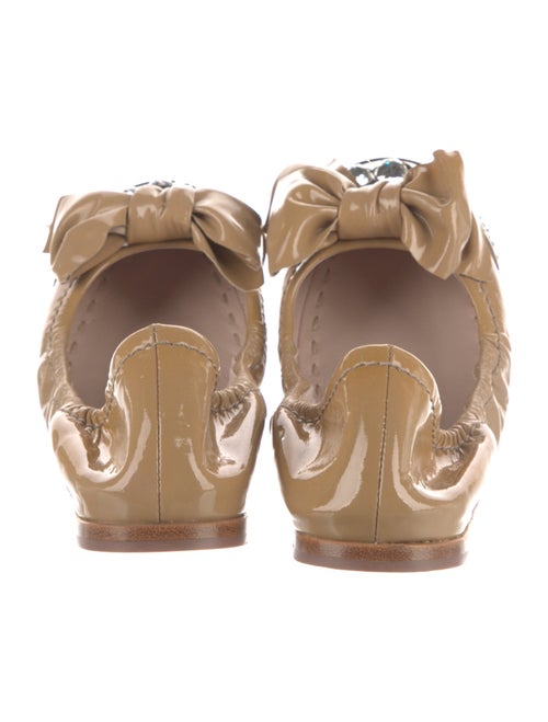 Miu Miu Patent Leather Bow Accents Ballet Flats