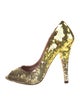Miu Miu Sequins Leather Trim Embellishment Pumps