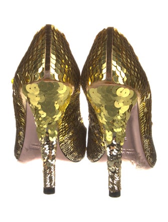 Miu Miu Sequins Leather Trim Embellishment Pumps