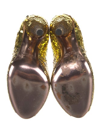 Miu Miu Sequins Leather Trim Embellishment Pumps