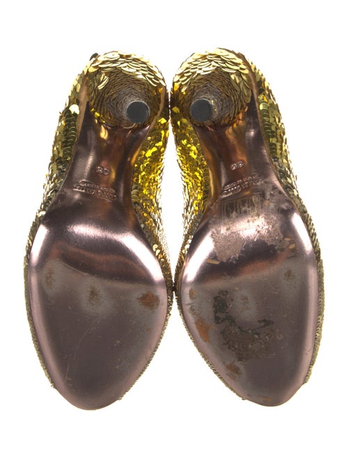 Miu Miu Sequins Leather Trim Embellishment Pumps