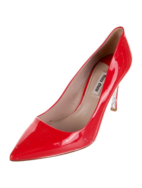 Miu Miu Patent Leather Glitter Accents Pumps