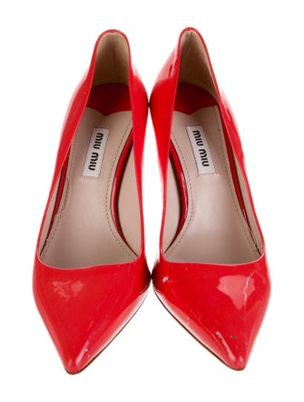 Miu Miu Patent Leather Glitter Accents Pumps
