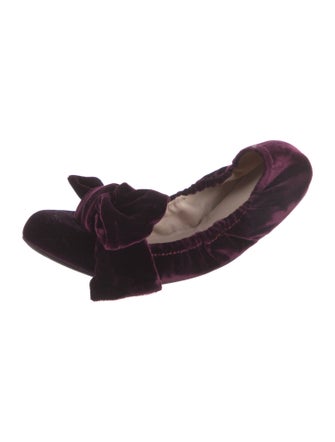 Miu Miu Velvet Lace Pattern Flats