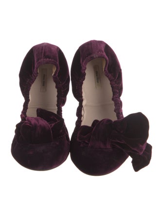 Miu Miu Velvet Lace Pattern Flats