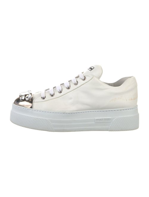 Miu Miu Leather Crystal Embellishments Sneakers