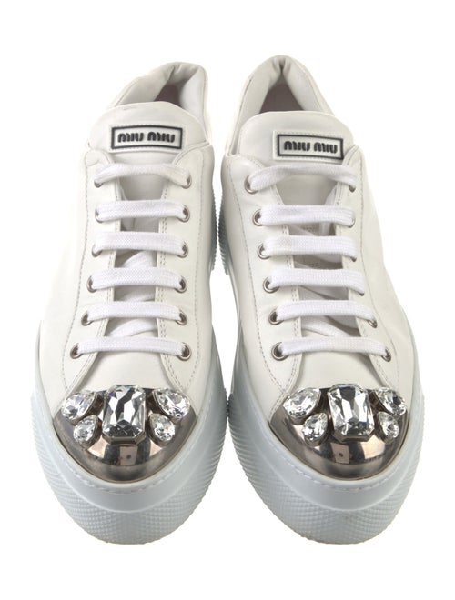 Miu Miu Leather Crystal Embellishments Sneakers