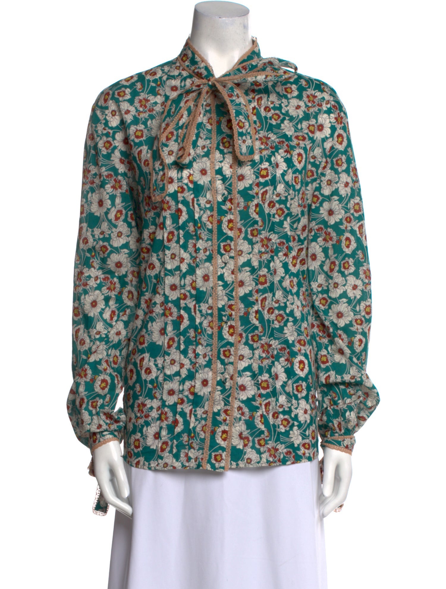 Gucci Floral Print Long Sleeve Blouse