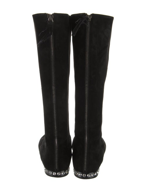 Miu Miu Suede Crystal Embellishments Riding Boots