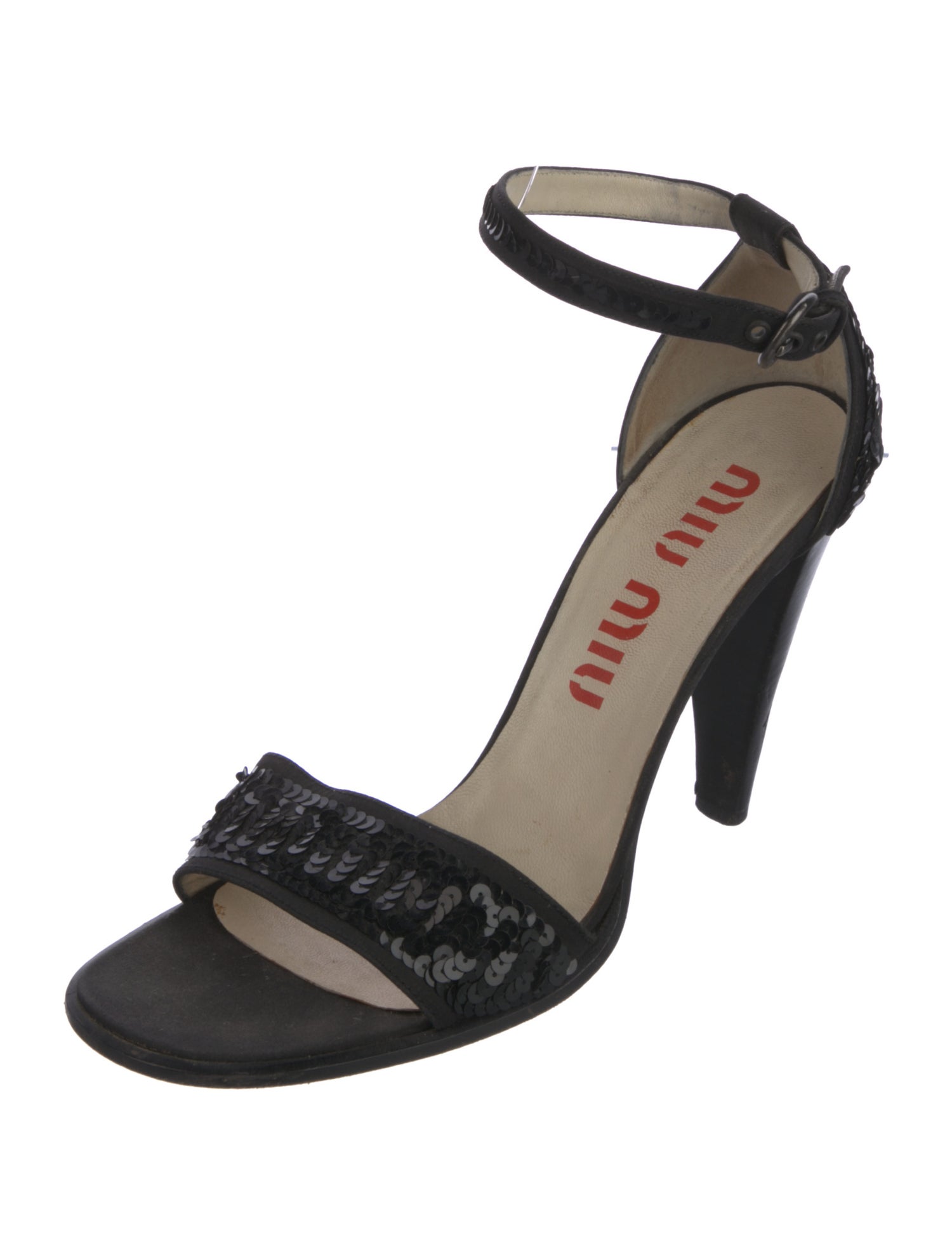 Miu Miu Suede Sequin Embellishments Sandals