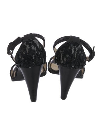 Miu Miu Suede Sequin Embellishments Sandals