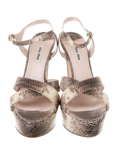 Miu Miu Leather Animal Print Sandals
