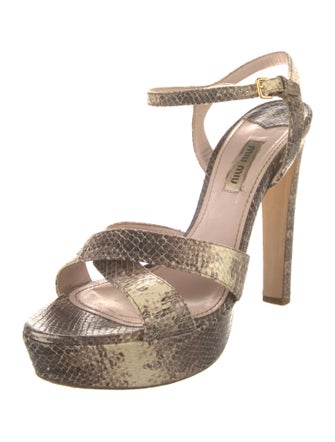 Miu Miu Leather Animal Print Sandals