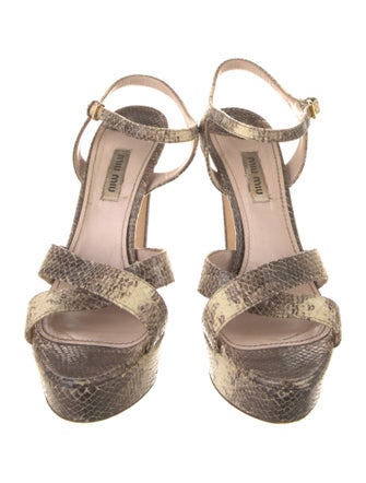 Miu Miu Leather Animal Print Sandals