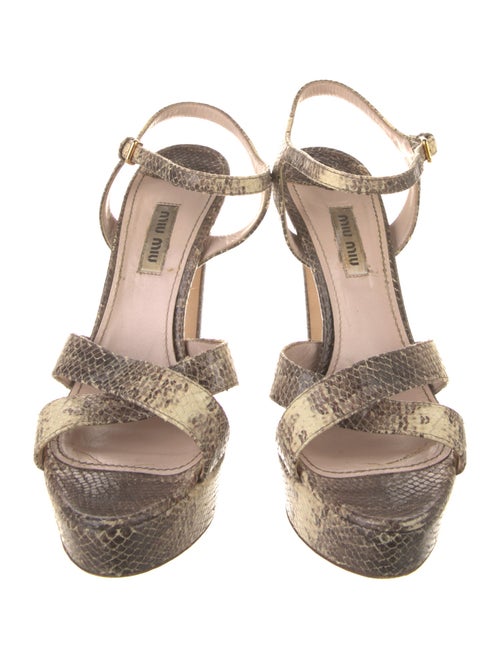Miu Miu Leather Animal Print Sandals