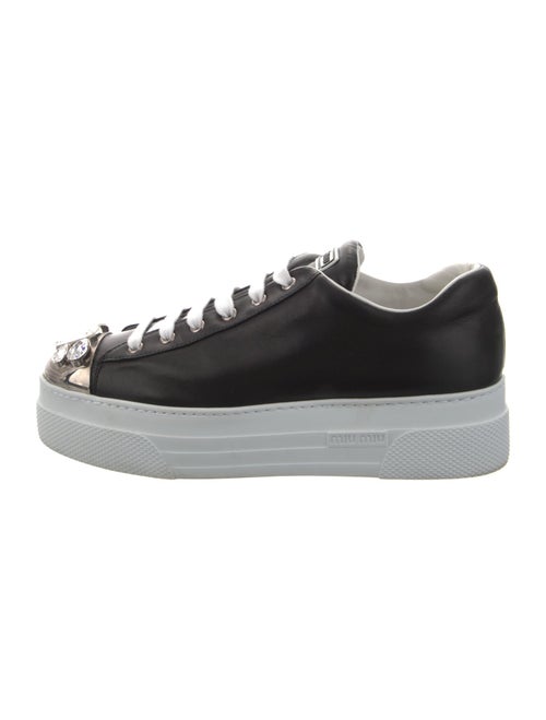 Miu Miu Leather Crystal Embellishments Sneakers