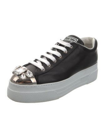 Miu Miu Leather Crystal Embellishments Sneakers