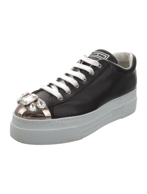 Miu Miu Leather Crystal Embellishments Sneakers
