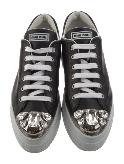 Miu Miu Leather Crystal Embellishments Sneakers
