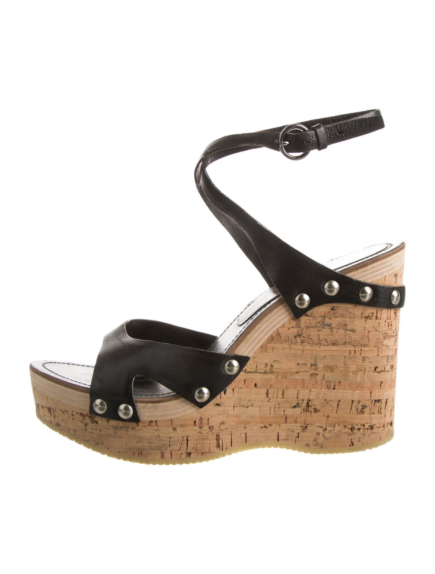 Miu Miu Leather Studded Accents Sandals