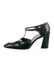 Miu Miu Patent Leather Cutout Accent T-Strap Pumps