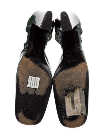 Miu Miu Patent Leather Cutout Accent T-Strap Pumps