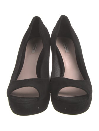 Miu Miu Suede Ruffle Embellishment D'Orsay Pumps