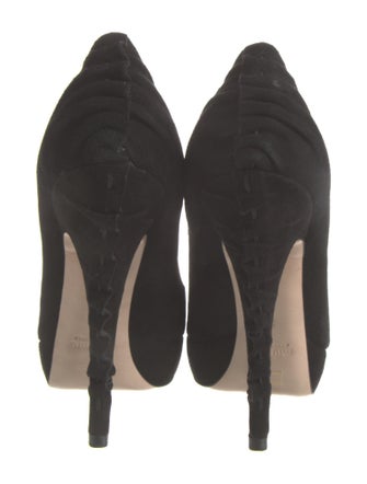 Miu Miu Suede Ruffle Embellishment D'Orsay Pumps