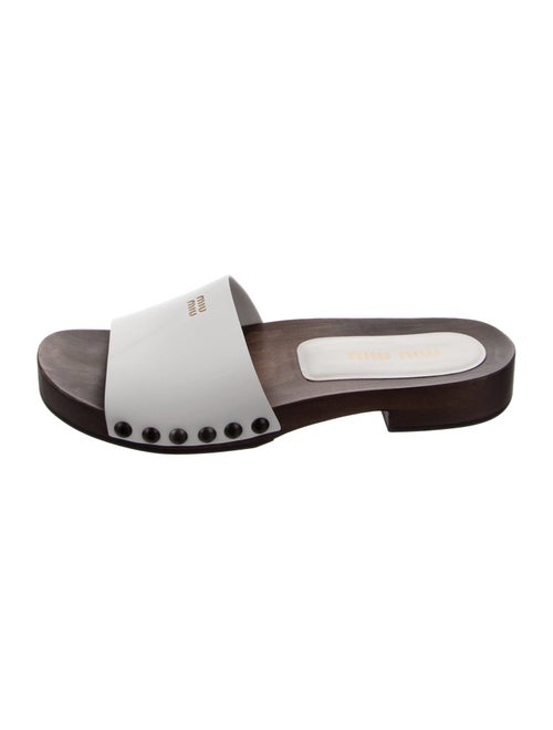Miu Miu Patent Leather Studded Accents Slides