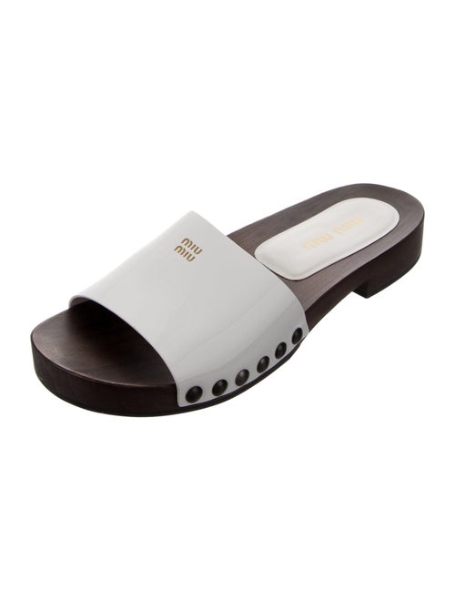 Miu Miu Patent Leather Studded Accents Slides