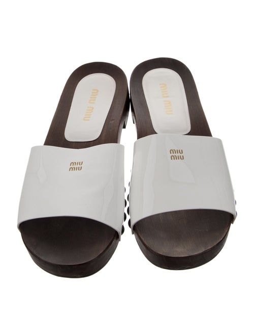 Miu Miu Patent Leather Studded Accents Slides