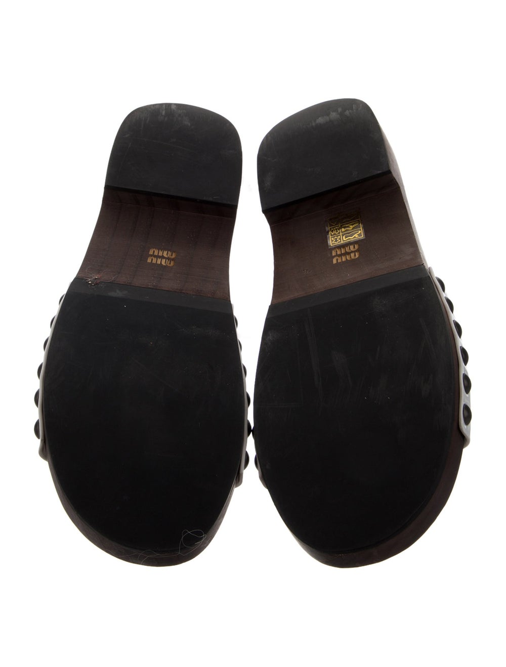 Miu Miu Patent Leather Slides White Studded Accen… - image 5