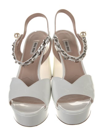 Miu Miu Patent Leather Chain-Link Accents Sandals