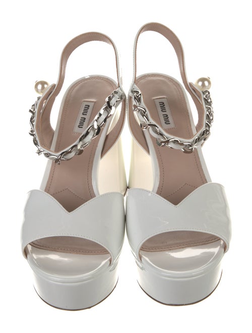 Miu Miu Patent Leather Chain-Link Accents Sandals