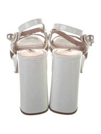 Miu Miu Patent Leather Chain-Link Accents Sandals