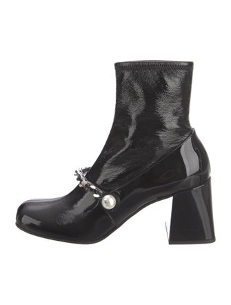 Miu Miu Patent Leather Chain-Link Accents Boots