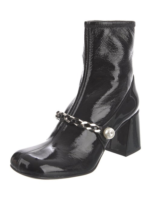 Miu Miu Patent Leather Chain-Link Accents Boots