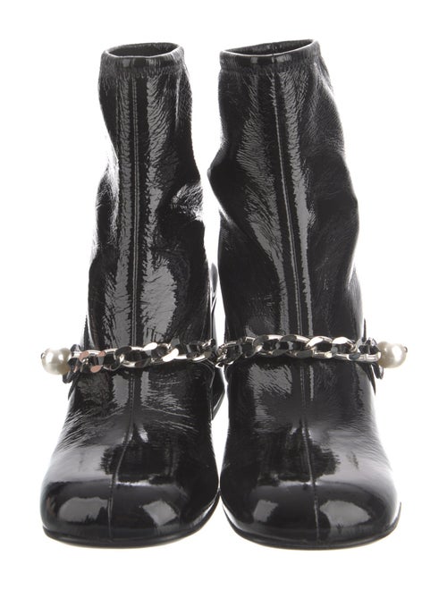 Miu Miu Patent Leather Chain-Link Accents Boots