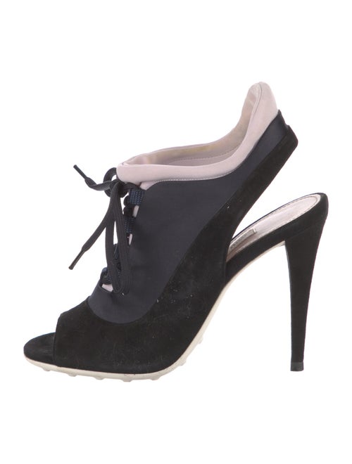 Miu Miu Suede Colorblock Pattern Slingback Pumps